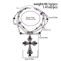 Thumbnail for Gothic Layered Cross Pendant Star Crystal Chain Necklace