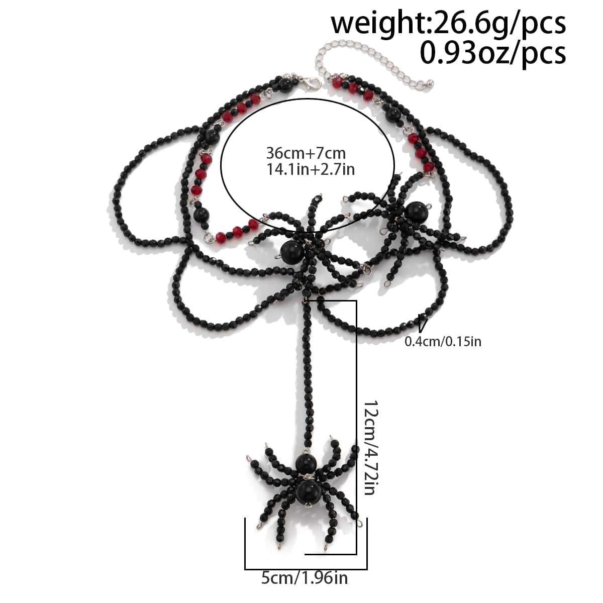 Gothic Layered Crystal Beaded Spider Necklace Earrings - ArtGalleryZen