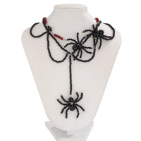 Thumbnail for Gothic Layered Crystal Beaded Spider Necklace Earrings