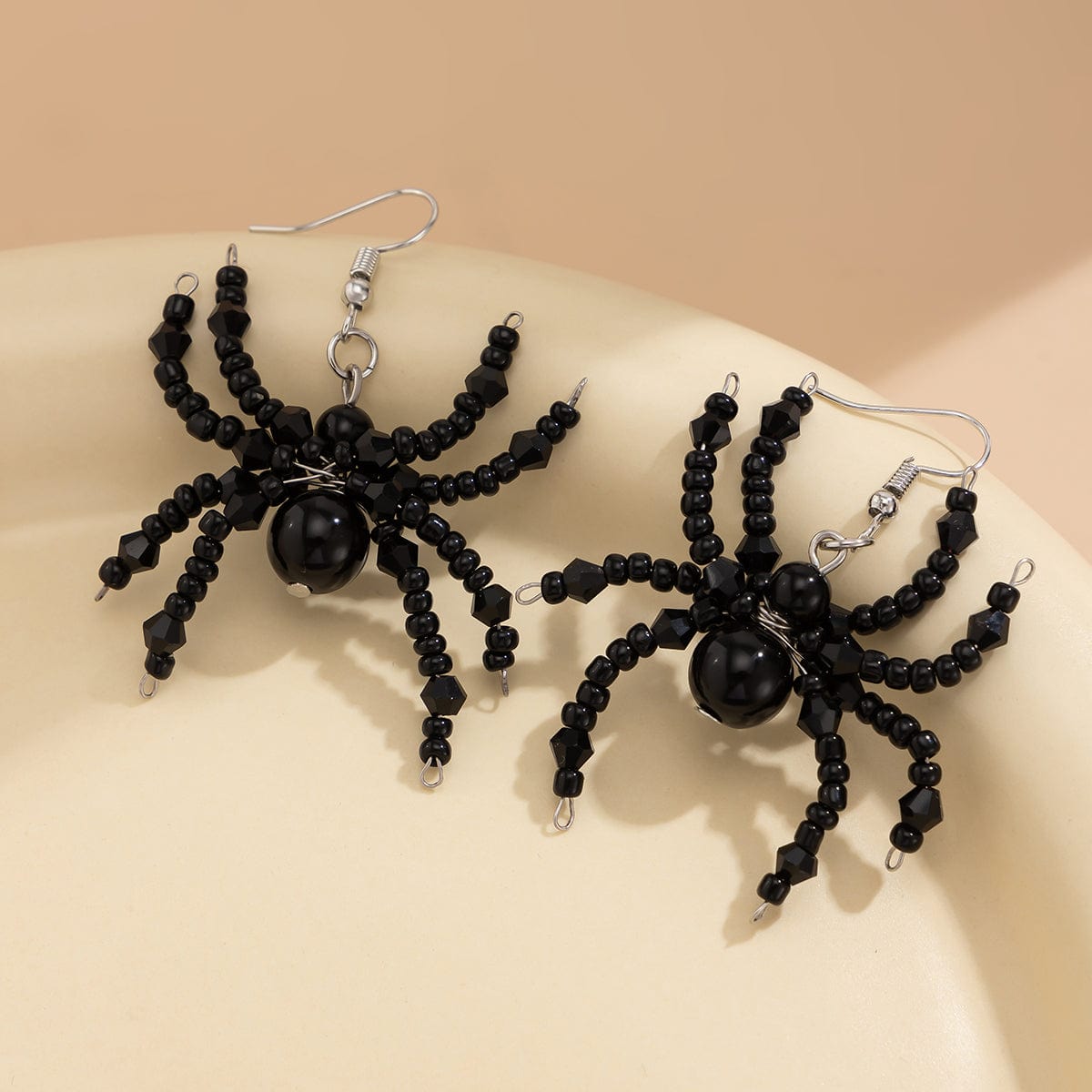 Gothic Layered Crystal Beaded Spider Necklace Earrings