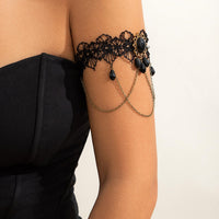 Thumbnail for Gothic Layered Crystal Inlaid Floral Lace Arm Chain - ArtGalleryZen