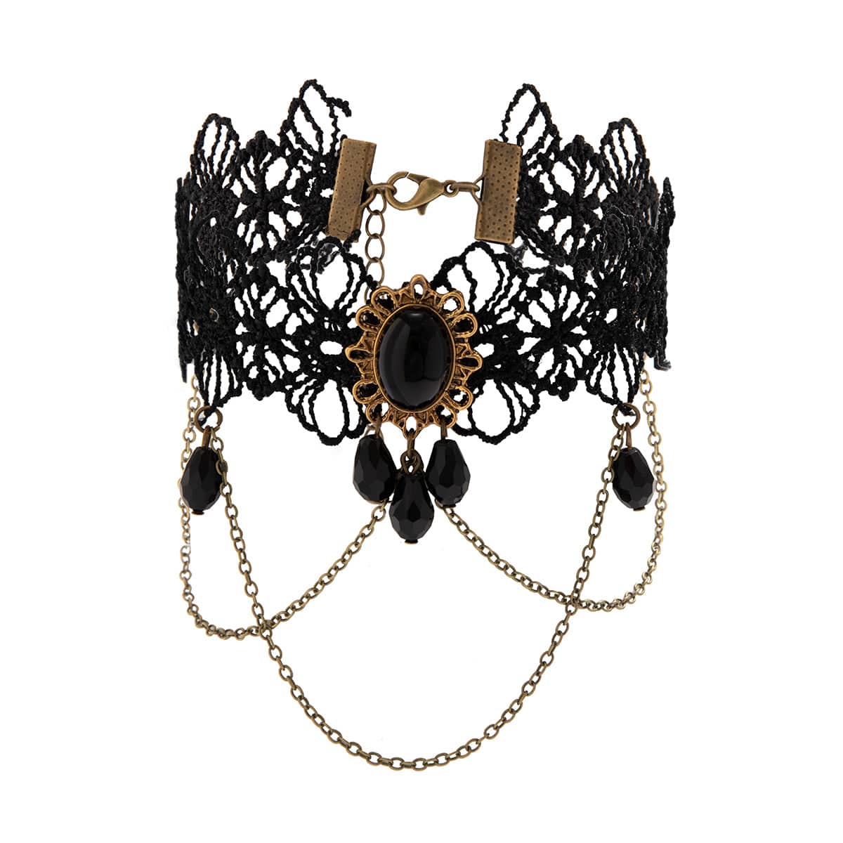 Gothic Layered Crystal Inlaid Floral Lace Arm Chain - ArtGalleryZen