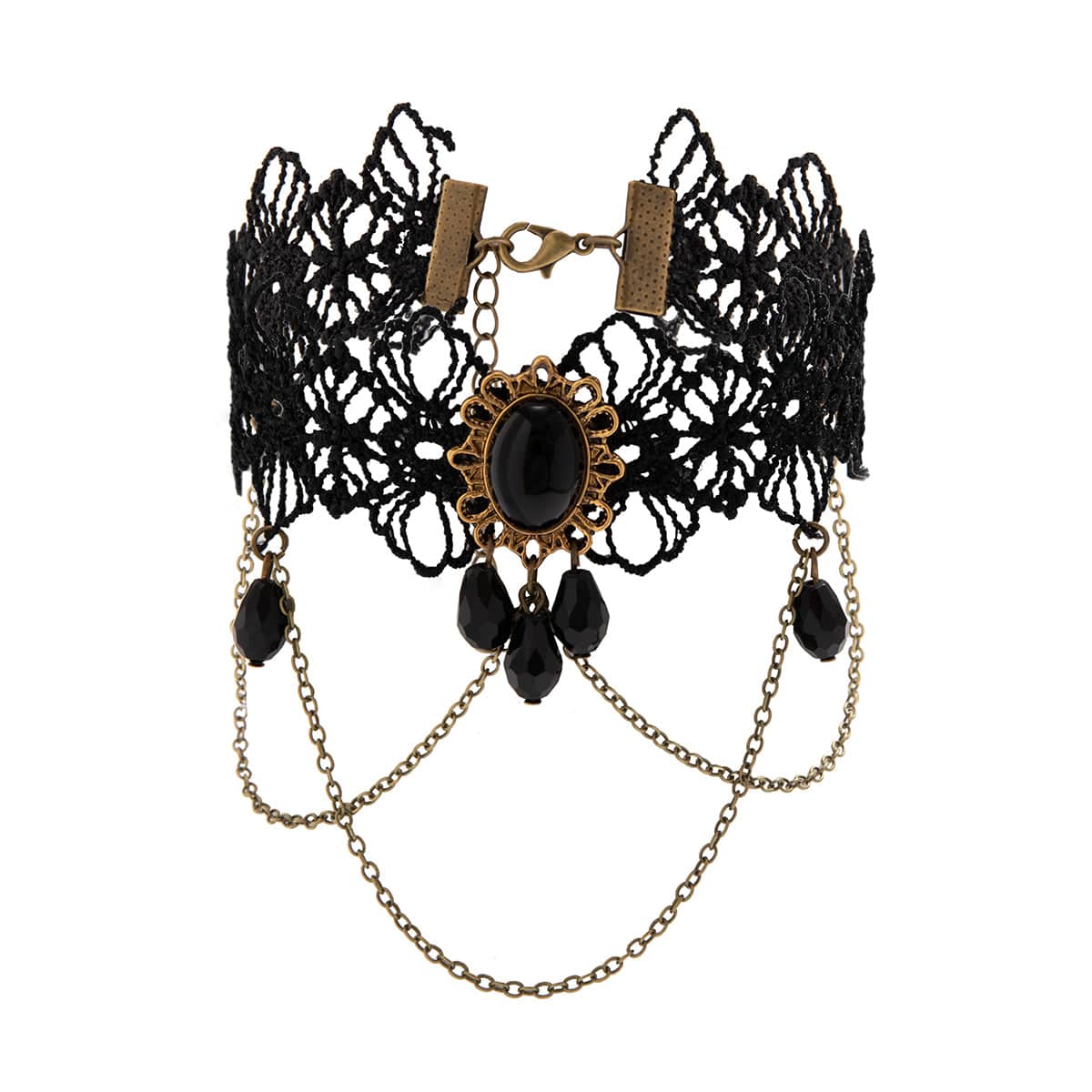 Gothic Layered Crystal Inlaid Floral Lace Arm Chain