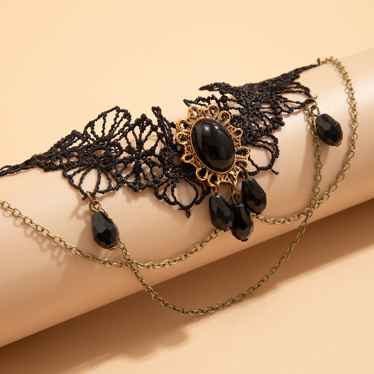 Gothic Layered Crystal Inlaid Floral Lace Arm Chain