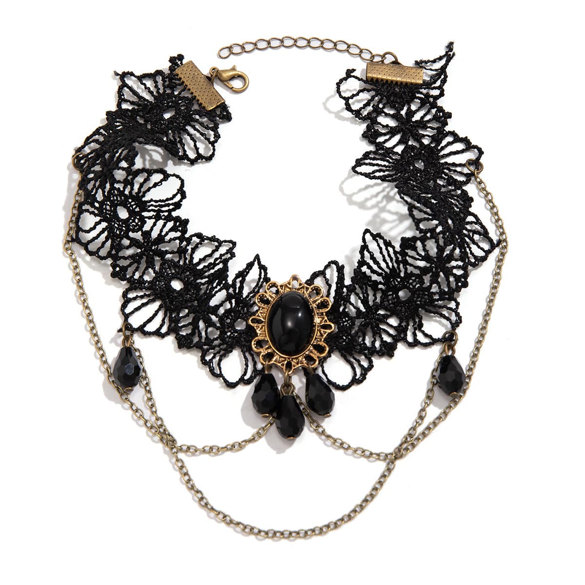 Gothic Layered Crystal Inlaid Floral Lace Arm Chain