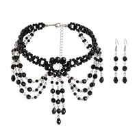 Thumbnail for Gothic Layered Crystal Tassel Earrings Necklace Set