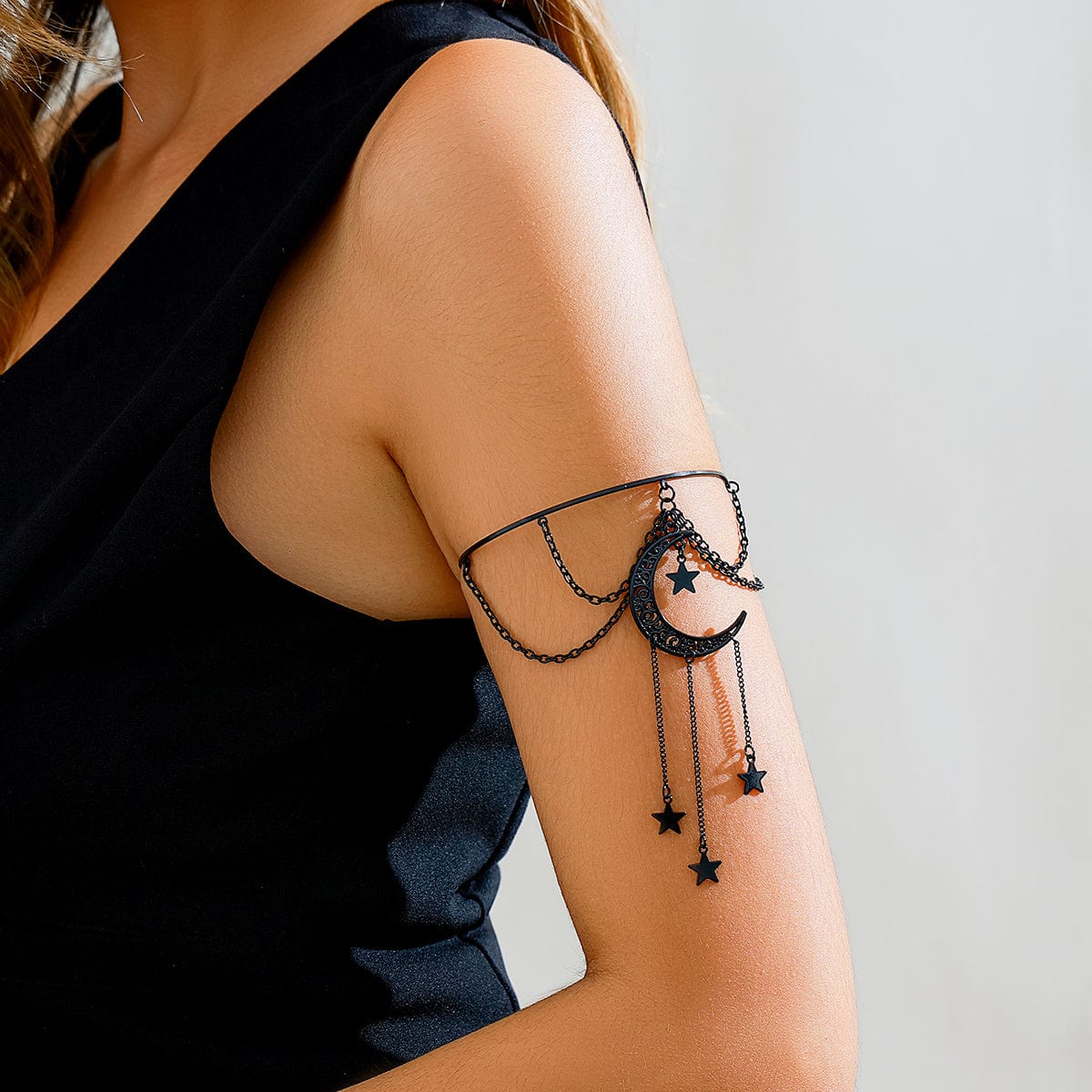 Gothic Layered Moon Star Tassel Arm Cuff - ArtGalleryZen