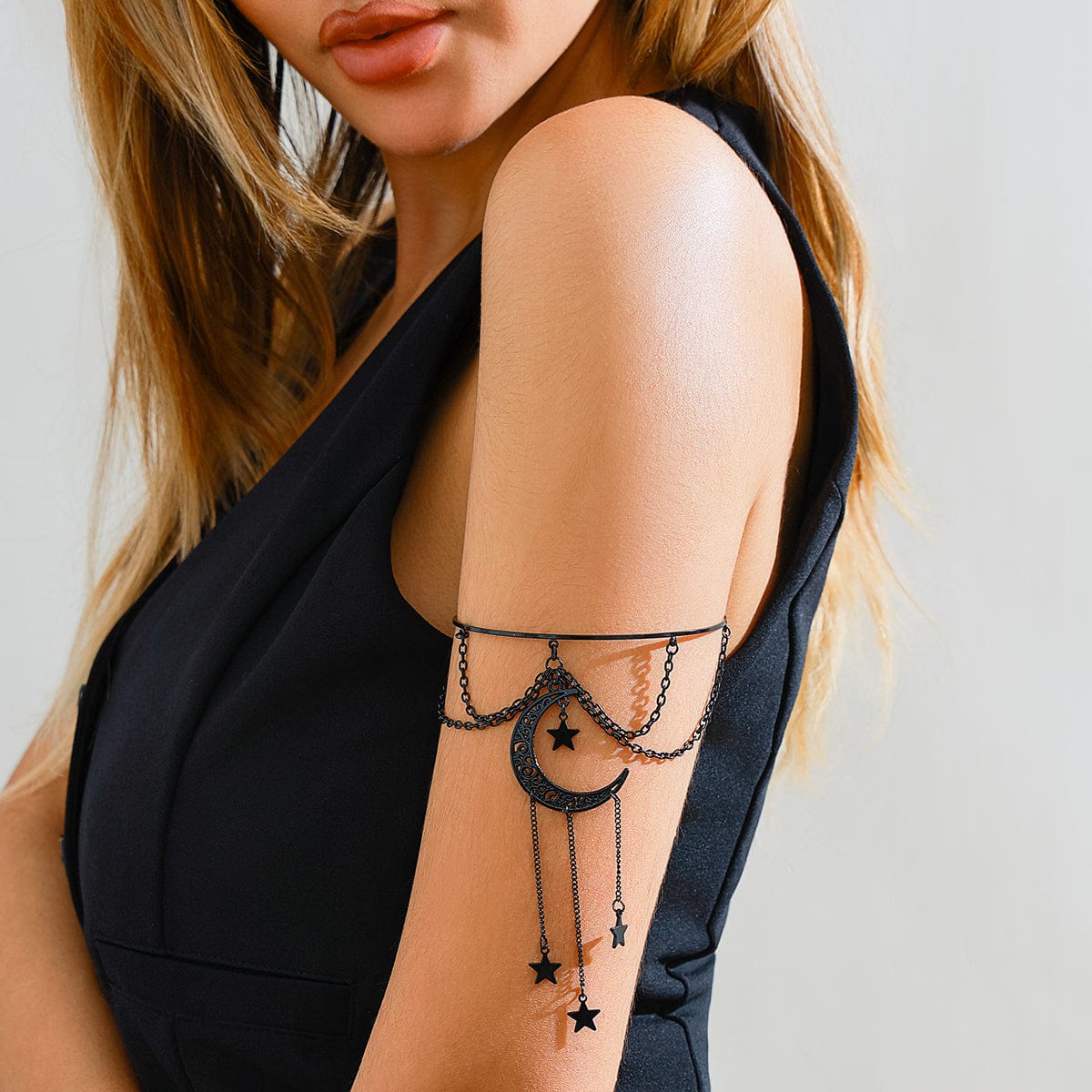 Gothic Layered Moon Star Tassel Arm Cuff