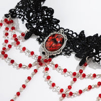 Thumbnail for Gothic Layered Red Crystal Beaded Tassel Elastic Lace Thigh Leg Chain - ArtGalleryZen