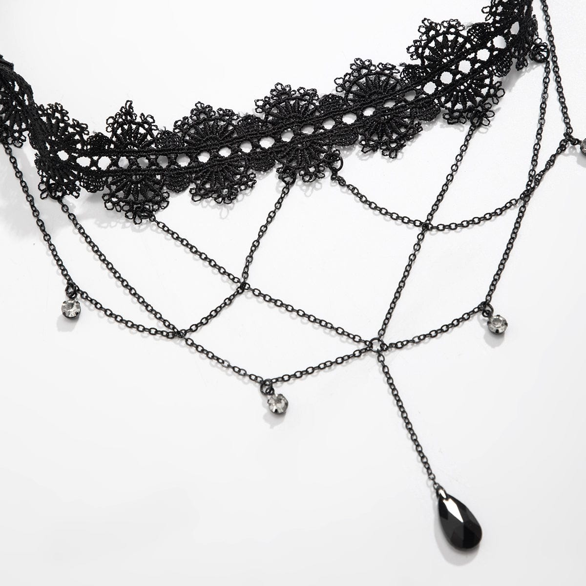 Gothic Layered Rhinestone Crystal Charm Elastic Lace Thigh Leg Chain - ArtGalleryZen