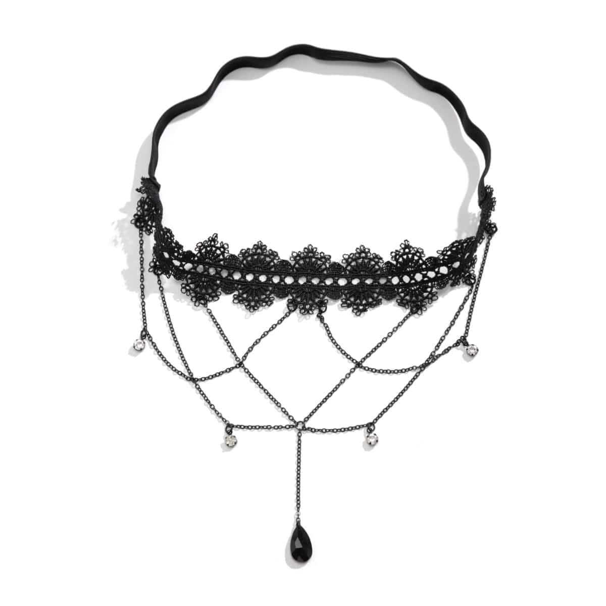 Gothic Layered Rhinestone Crystal Charm Elastic Lace Thigh Leg Chain - ArtGalleryZen