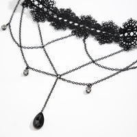 Thumbnail for Gothic Layered Rhinestone Crystal Charm Elastic Lace Thigh Leg Chain