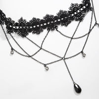 Thumbnail for Gothic Layered Rhinestone Crystal Charm Elastic Lace Thigh Leg Chain