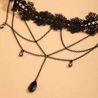 Thumbnail for Gothic Layered Rhinestone Crystal Charm Elastic Lace Thigh Leg Chain