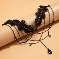 Thumbnail for Gothic Layered Rhinestone Crystal Charm Elastic Lace Thigh Leg Chain