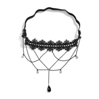 Thumbnail for Gothic Layered Rhinestone Crystal Charm Elastic Lace Thigh Leg Chain