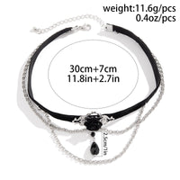 Thumbnail for Gothic Layered Rose Rhinestone Pendant Choker Necklace - ArtGalleryZen