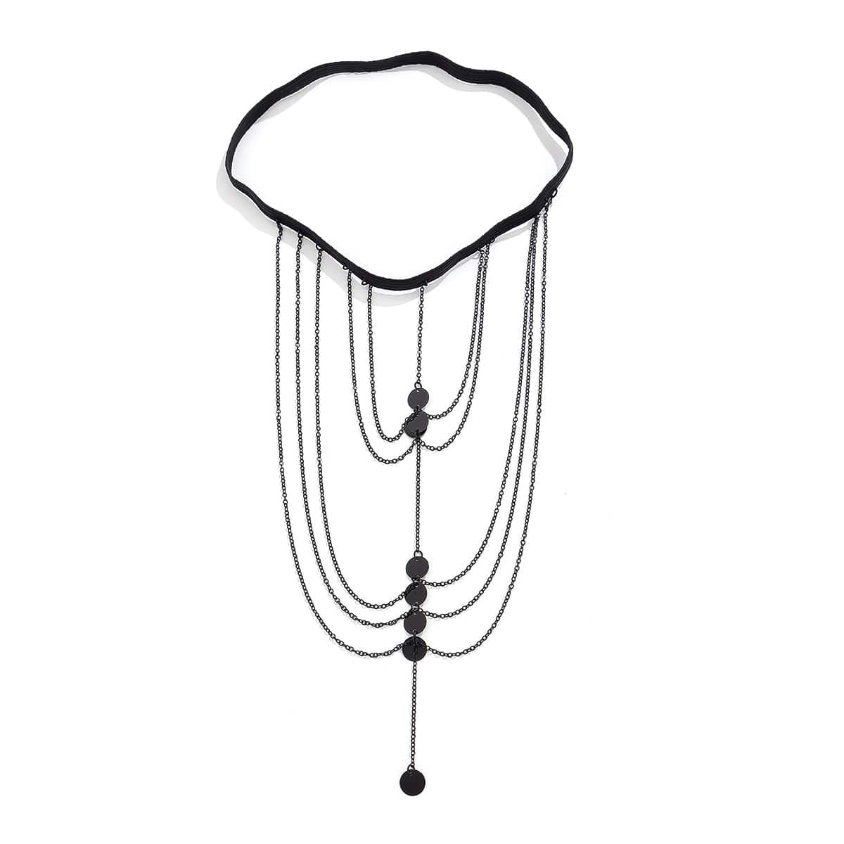 Gothic Layered Sequin Charm Elastic Thigh Leg Chain - ArtGalleryZen