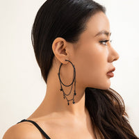 Thumbnail for Gothic Layered Star Sequins Tassel Dangle Hoop Earrings