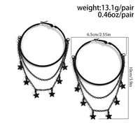 Thumbnail for Gothic Layered Star Sequins Tassel Dangle Hoop Earrings