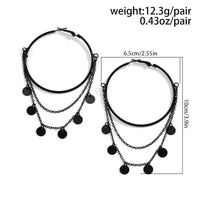 Thumbnail for Gothic Layered Star Sequins Tassel Dangle Hoop Earrings