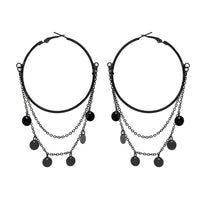 Thumbnail for Gothic Layered Star Sequins Tassel Dangle Hoop Earrings