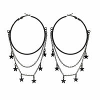 Thumbnail for Gothic Layered Star Sequins Tassel Dangle Hoop Earrings