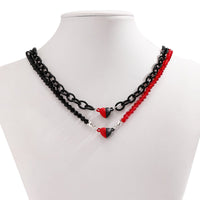 Thumbnail for Gothic Layered Two Tone Heart Cable Chain Necklace Bracelet Set - ArtGalleryZen