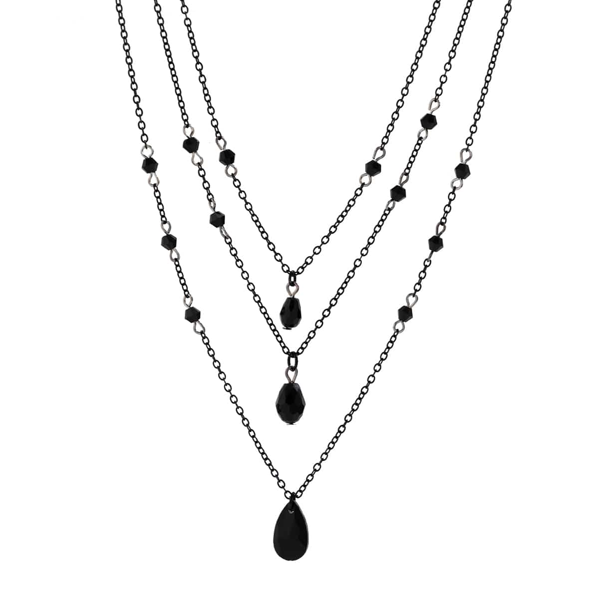 Gothic Layered Waterdrop Pendant Cable Chain Choker Necklace Set - ArtGalleryZen