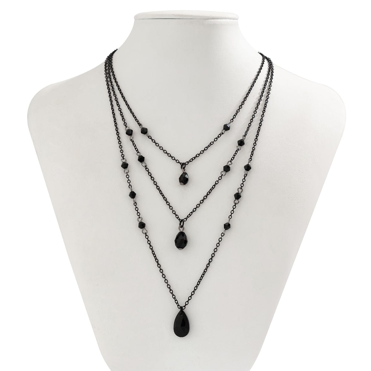 Gothic Layered Waterdrop Pendant Cable Chain Choker Necklace Set - ArtGalleryZen