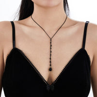 Thumbnail for Gothic Minimalist Crystal Tassel Y Necklace