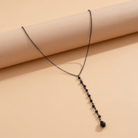 Thumbnail for Gothic Minimalist Crystal Tassel Y Necklace