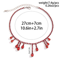 Thumbnail for Gothic Red Waterdrop Tassel Rhinestone Chain Choker Necklace - ArtGalleryZen