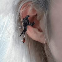 Thumbnail for Gothic Rhinestone Dangle Crow Ear Cuff Earrings-ArtGalleryZen