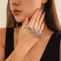 Thumbnail for Gothic Rhinestone Inlaid Abstract Lace Pattern Hand Armor Bracelet - ArtGalleryZen