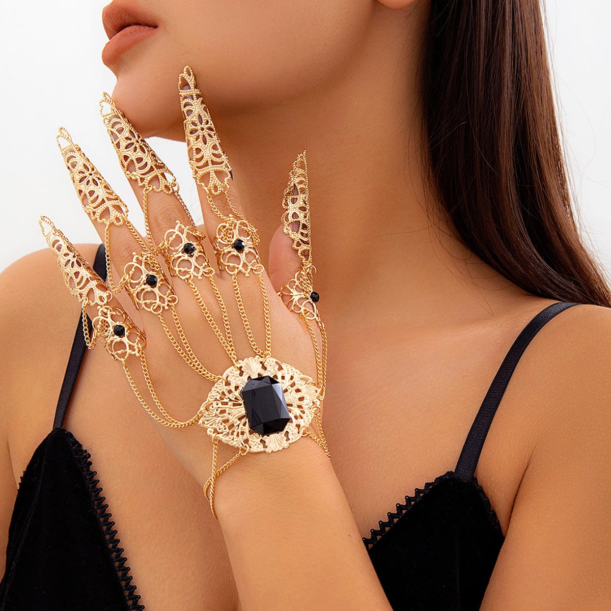 Amazon.com: AMDXD Bracelets for Women, Gold Finger Bracelet Fashion  Geometric Five Fingers Ring Western Style Iron Bracelets: Clothing, Shoes &  Jewelry