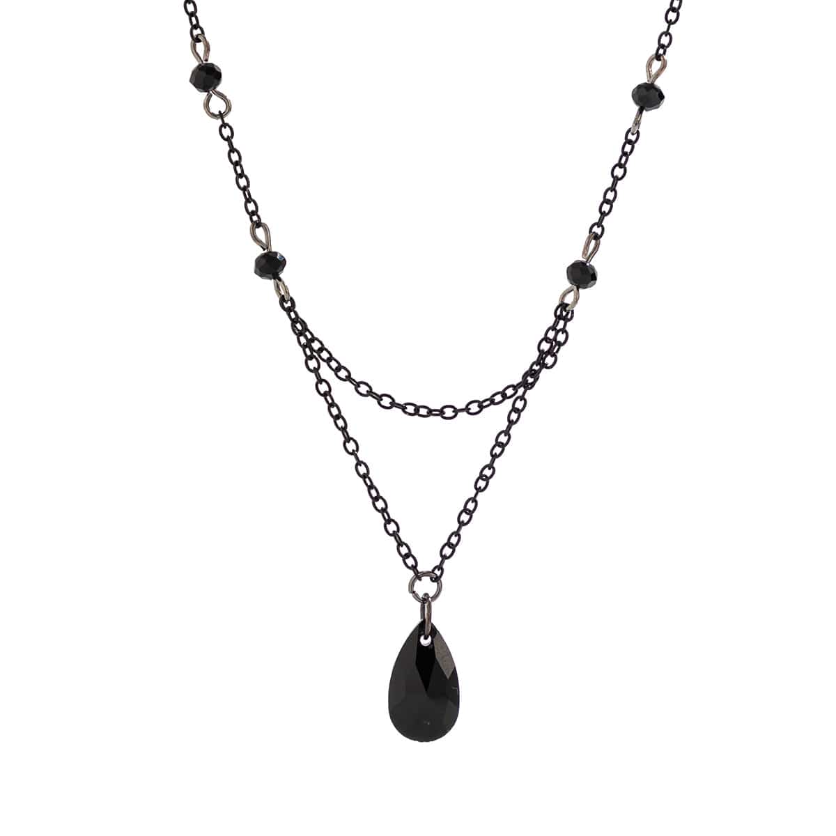 Gothic Rhinestone Waterdrop Pendant Cable Chain Necklace - ArtGalleryZen