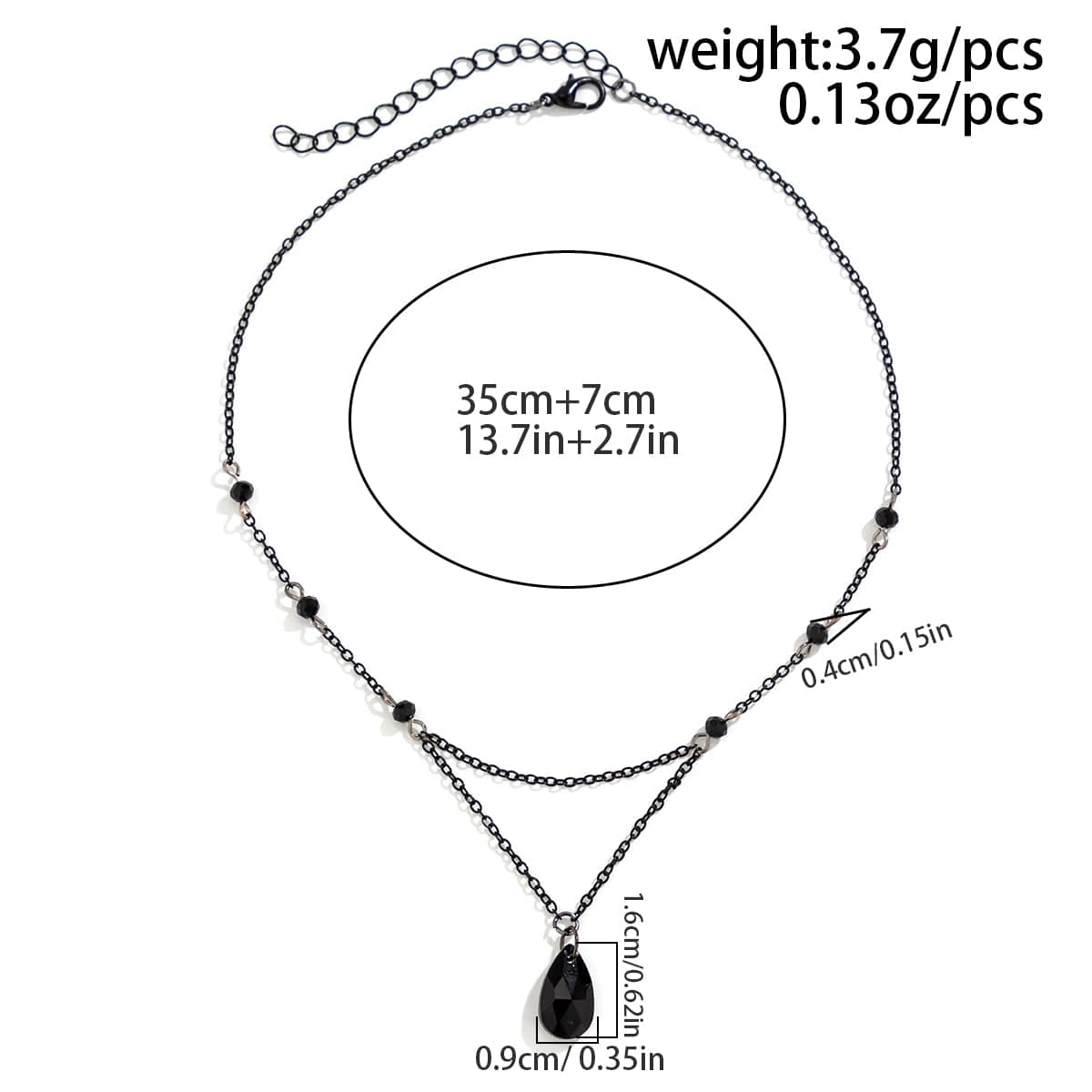 Gothic Rhinestone Waterdrop Pendant Cable Chain Necklace - ArtGalleryZen