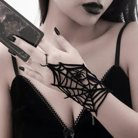 Thumbnail for Gothic Spider Cobweb Velvet Finger Ring Bracelet