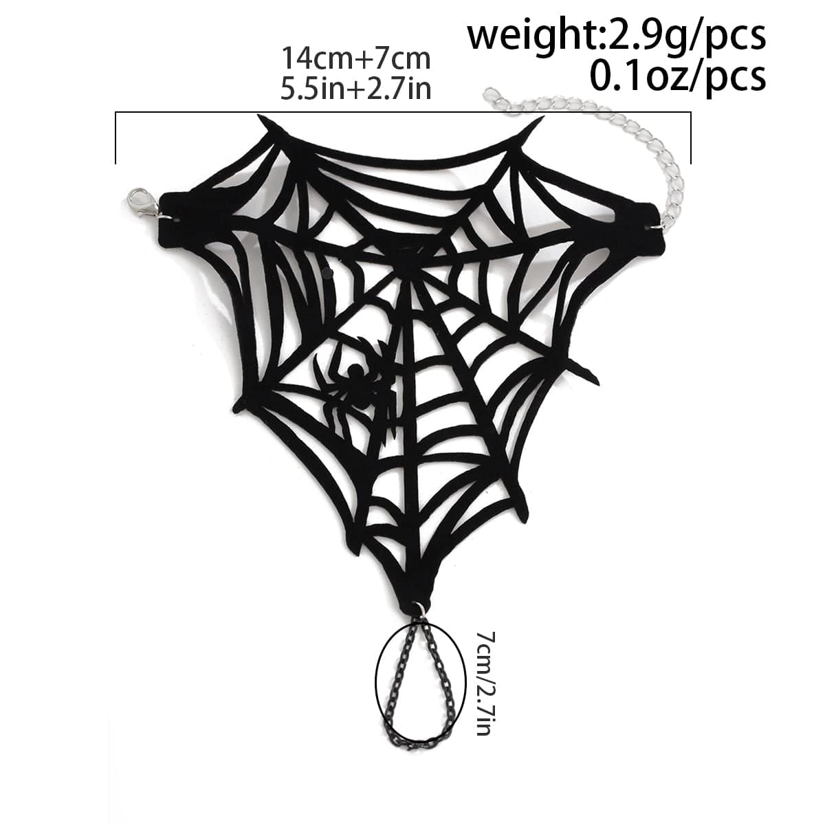 Gothic Spider Cobweb Velvet Finger Ring Bracelet