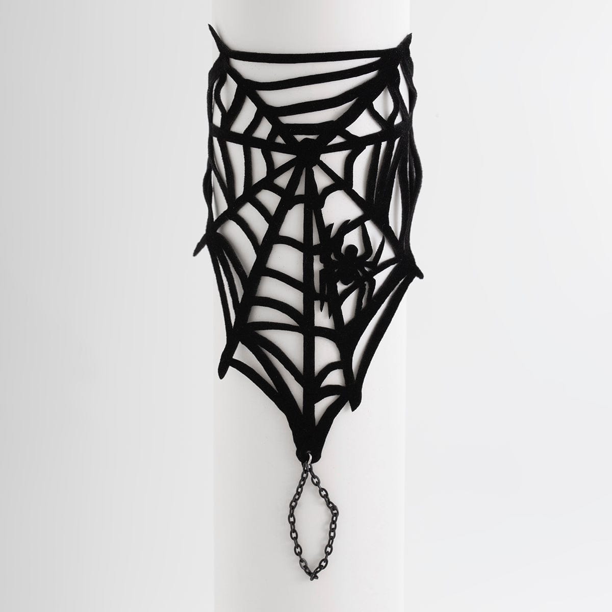 Gothic Spider Cobweb Velvet Finger Ring Bracelet