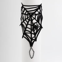 Thumbnail for Gothic Spider Cobweb Velvet Finger Ring Bracelet