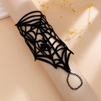 Thumbnail for Gothic Spider Cobweb Velvet Finger Ring Bracelet