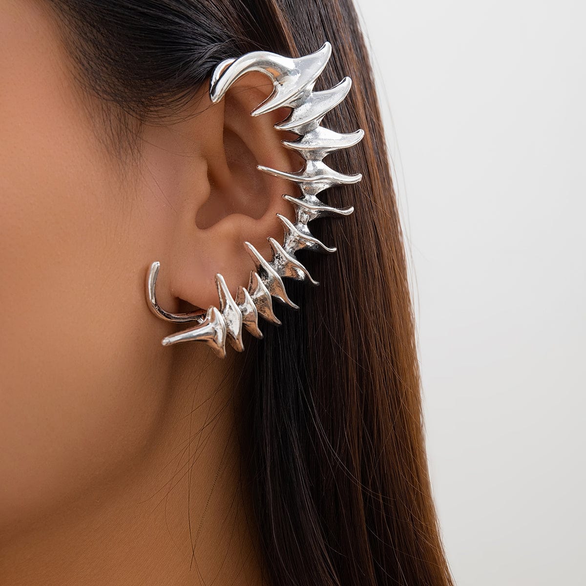 Gothic Spine Bone Shaped Ear Cuff Earrings - ArtGalleryZen