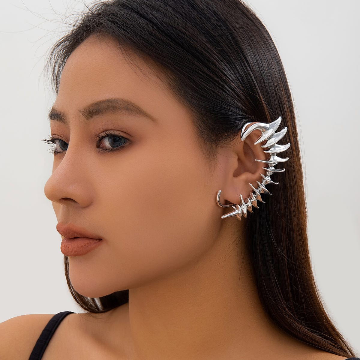 Gothic Spine Bone Shaped Ear Cuff Earrings - ArtGalleryZen