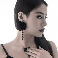 Thumbnail for Gothic Velvet Rose Crystal Tassel Earrings - ArtGalleryZen