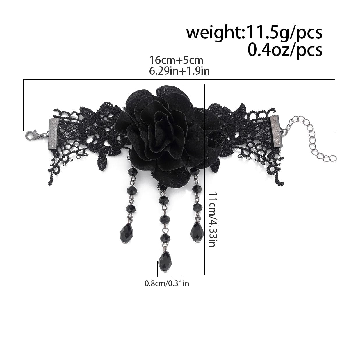 Gothic Velvet Rose Crystal Tassel Lace Bracelet - ArtGalleryZen