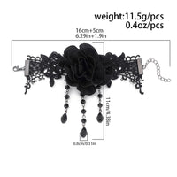 Thumbnail for Gothic Velvet Rose Crystal Tassel Lace Bracelet - ArtGalleryZen