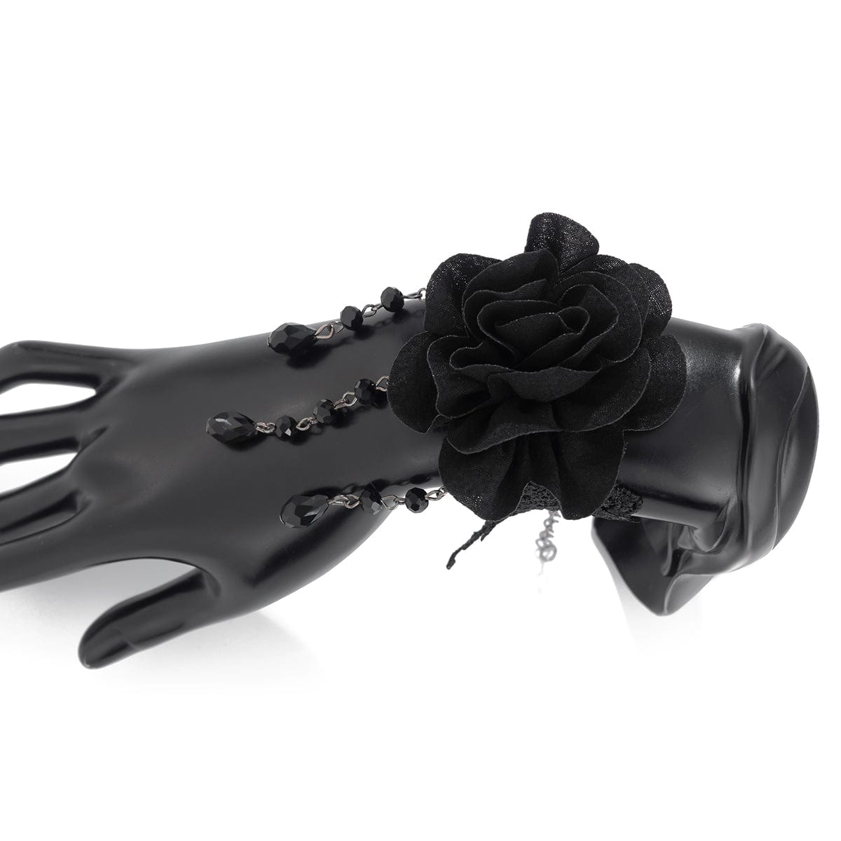 Gothic Velvet Rose Crystal Tassel Lace Bracelet