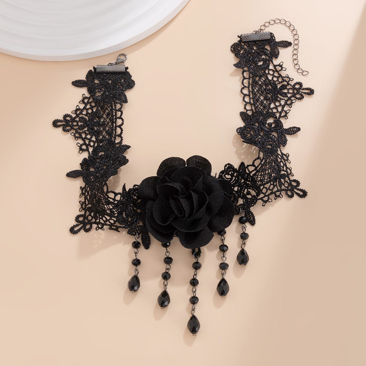 Gothic Velvet Rose Crystal Tassel Lace Bracelet